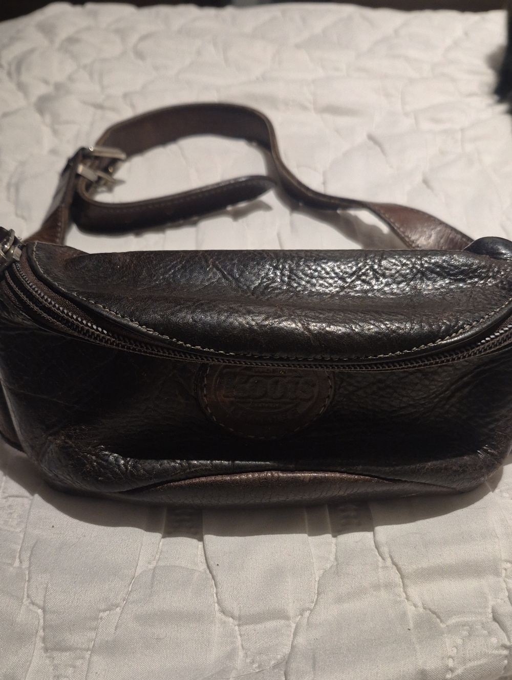 Roots Dark Brown Leather Waist Bag